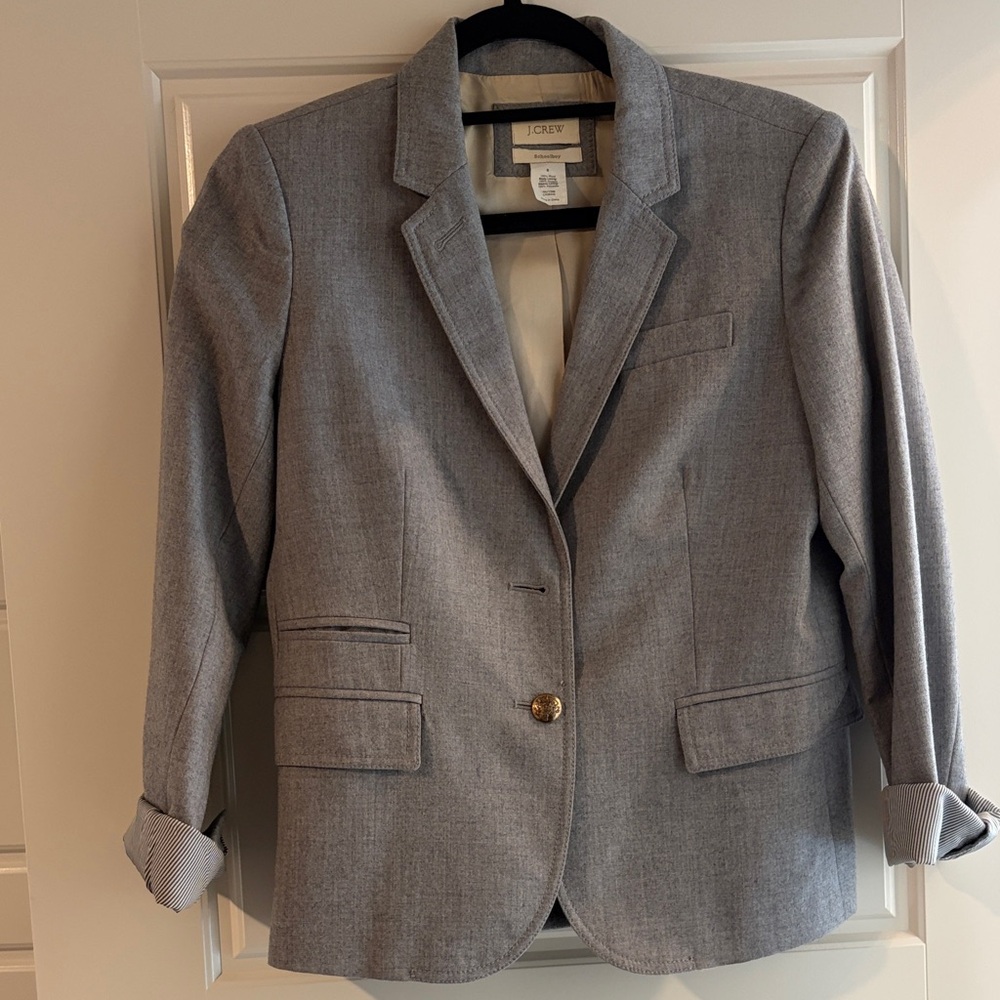 J. Crew Light Gray Blazer with Gold Button